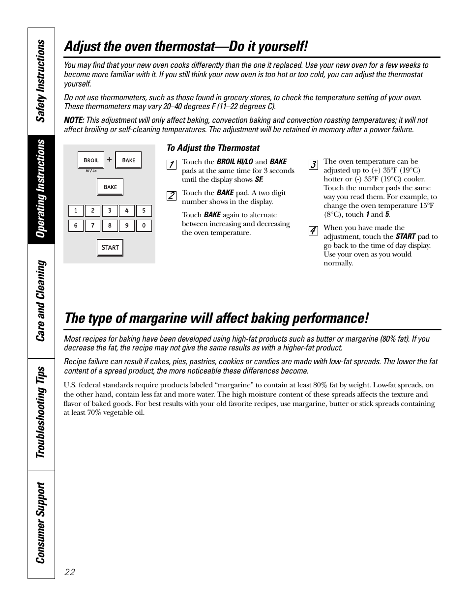 Thermostat, Adjust the oven thermostat—do it yourself | GE P2S975 User Manual | Page 22 / 136