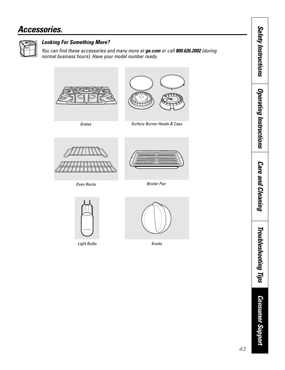 Accessories | GE P2S975 User Manual | Page 43 / 136