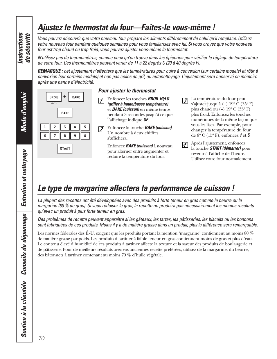 Thermostat, Ajustez le thermostat du four—faites-le vous-même | GE P2S975 User Manual | Page 70 / 136