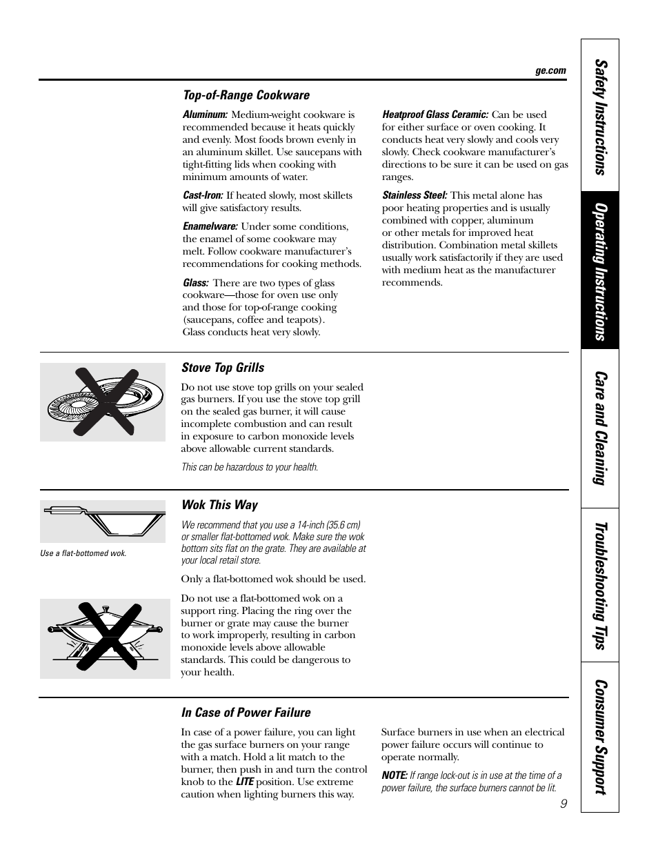 Cookware | GE P2S975 User Manual | Page 9 / 136