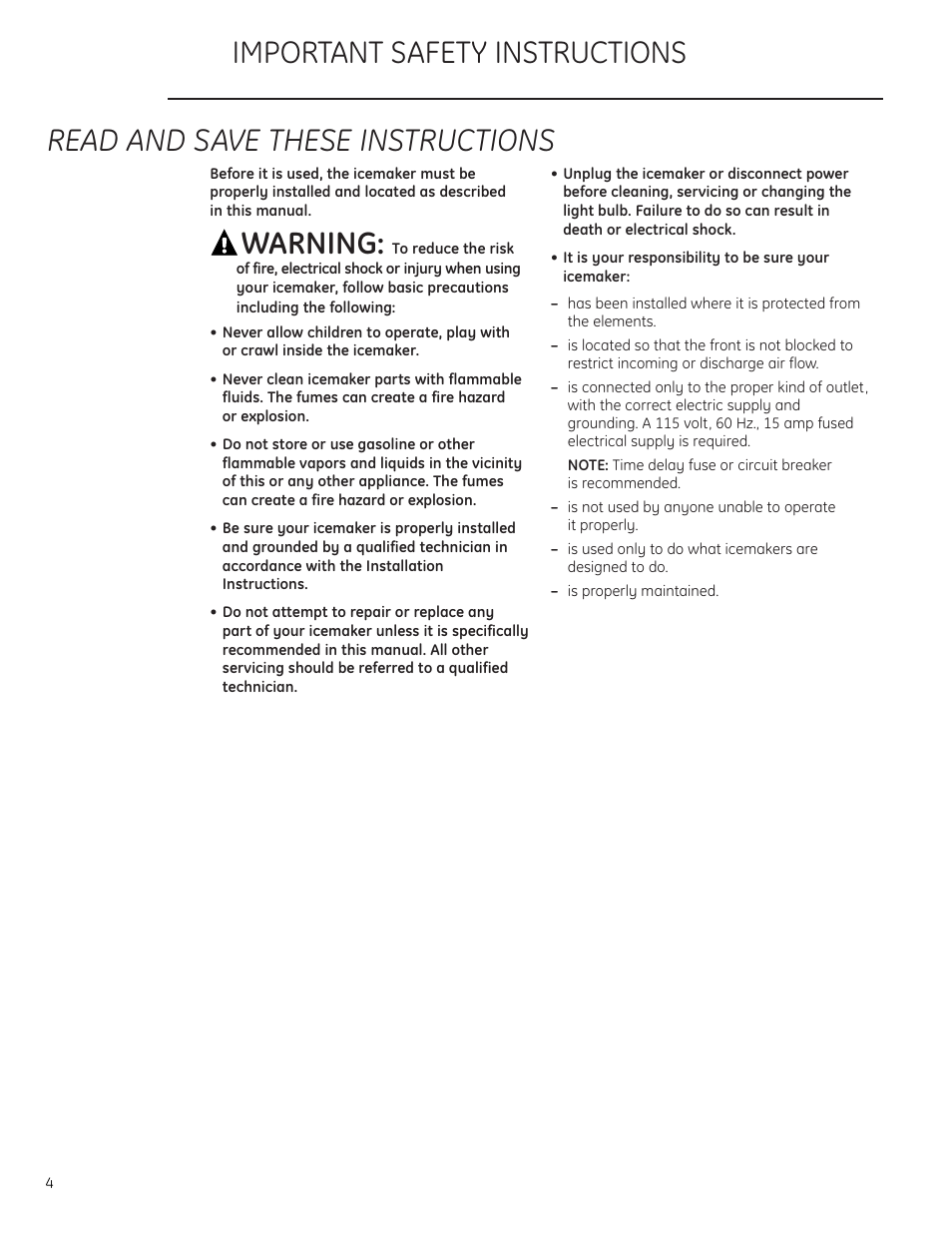 Safety instructions, Safety instructions –7, Warning | GE ZDIC150 User Manual | Page 4 / 16