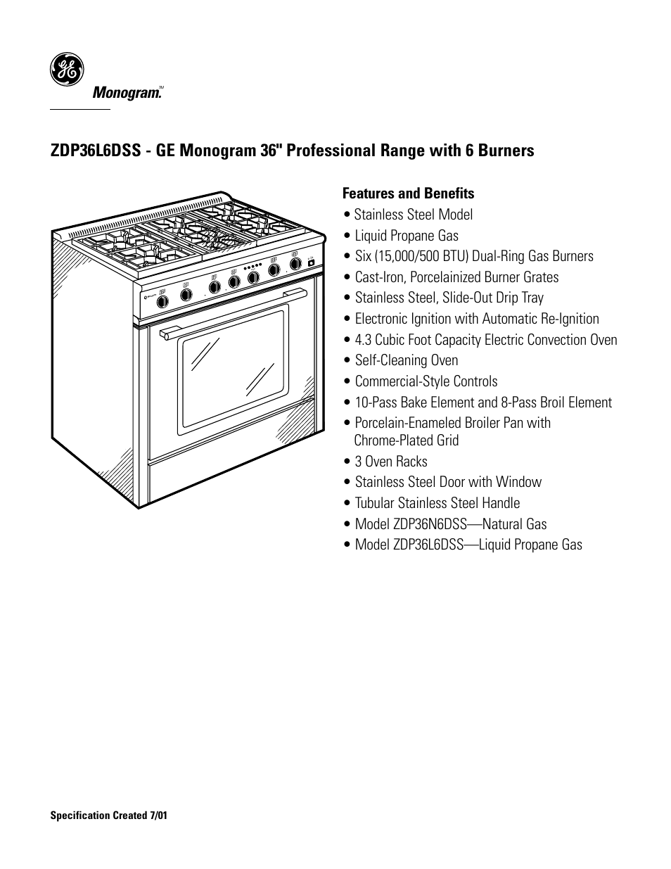 Monogram | GE MONOGRAM ZDP36L6DSS User Manual | Page 3 / 3