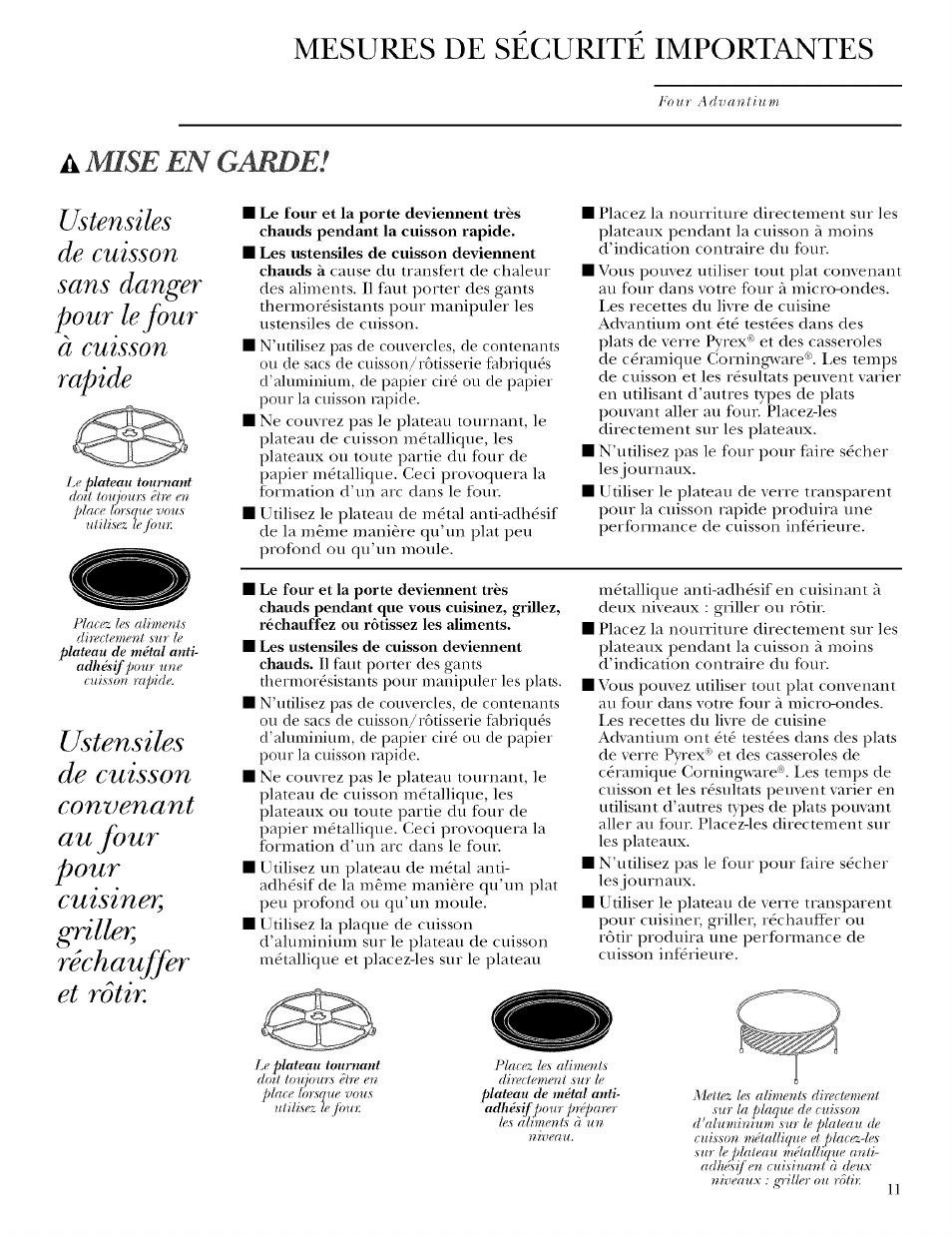 Mesures de securite importantes, Amse en garde | GE ZSCIO00 User Manual | Page 11 / 44