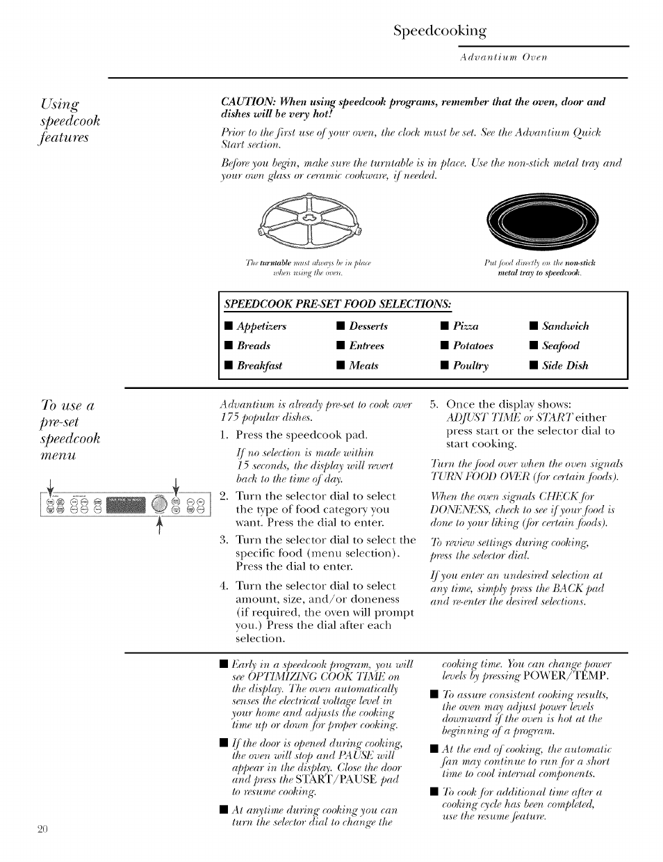 Speedcookin | GE ZSCIO00 User Manual | Page 20 / 44