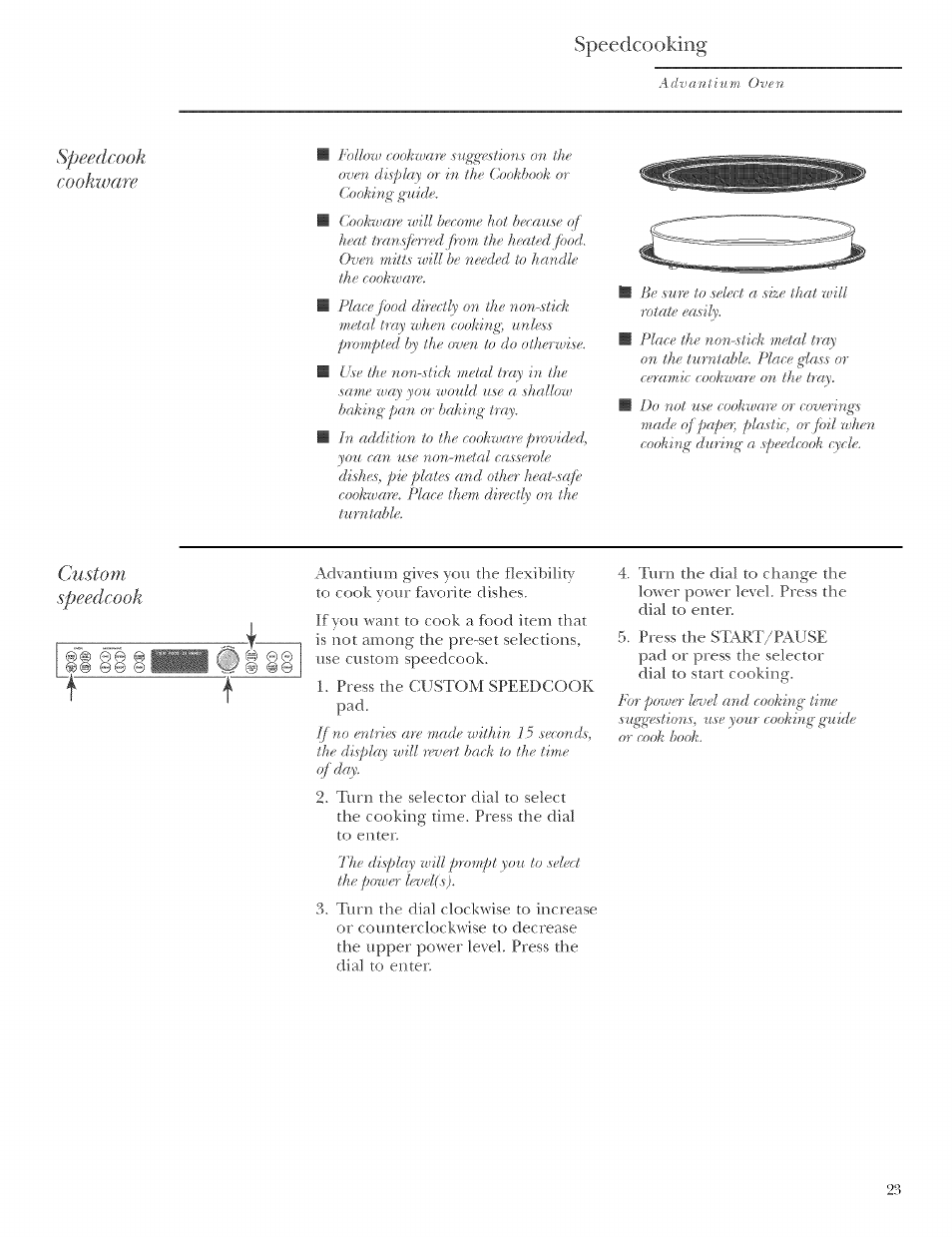 Custom, Speedcook, F i- t | Speedcooking | GE ZSCIO00 User Manual | Page 23 / 44