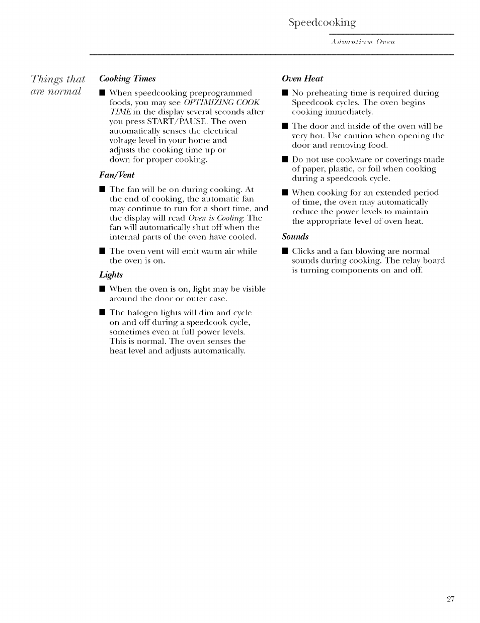 Speedcooking | GE ZSCIO00 User Manual | Page 27 / 44