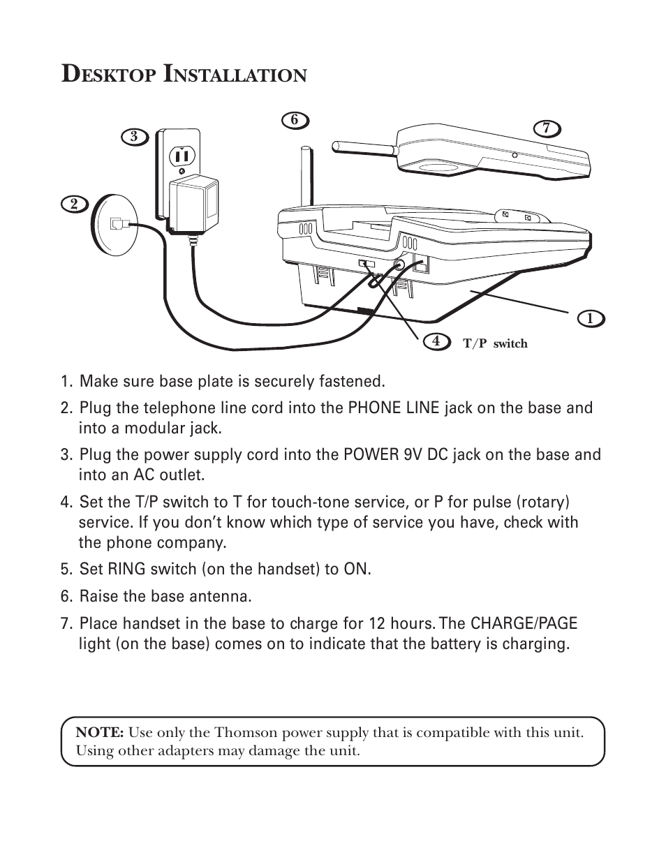 Desktop installation | GE 2-9920 User Manual | Page 5 / 22