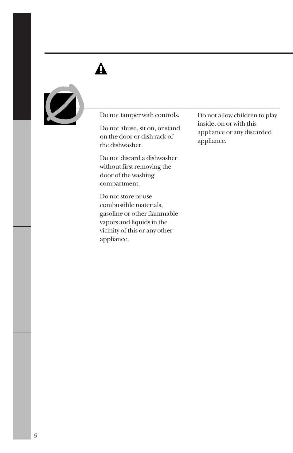 Warning, Do not | GE 165D4700P138 User Manual | Page 6 / 28