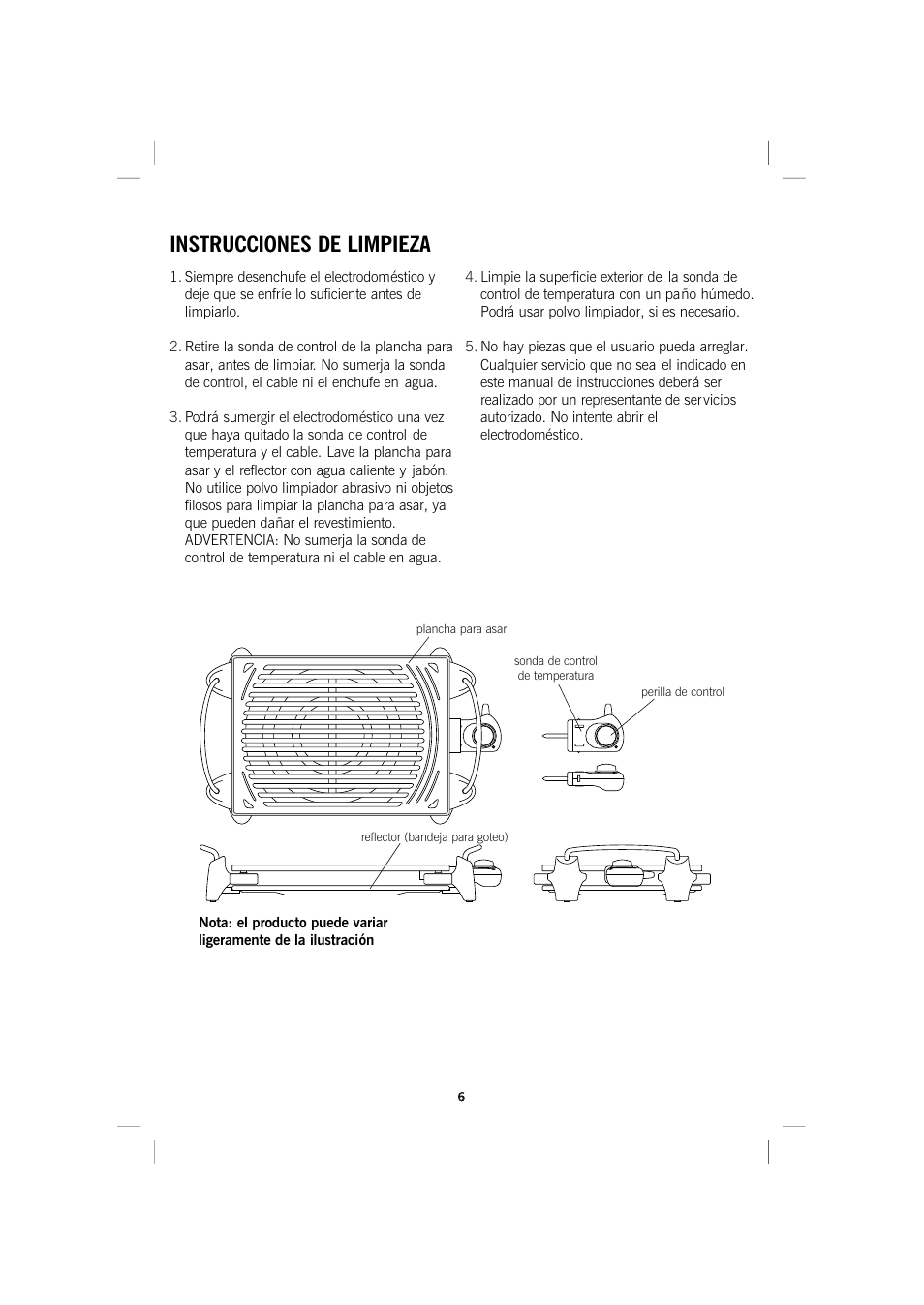 Instrucciones de limpieza | GE 169015 User Manual | Page 14 / 16