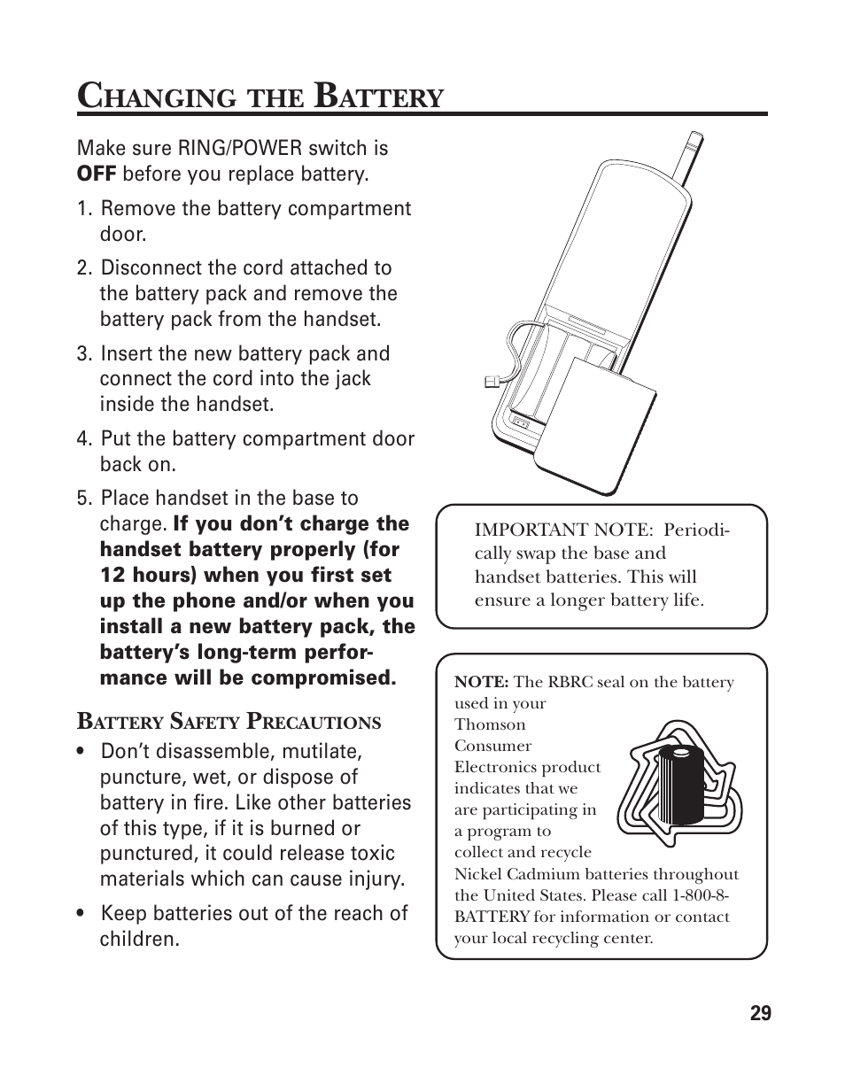 Remote operations, Hanging, Attery | GE 2-9950 User Manual | Page 29 / 38
