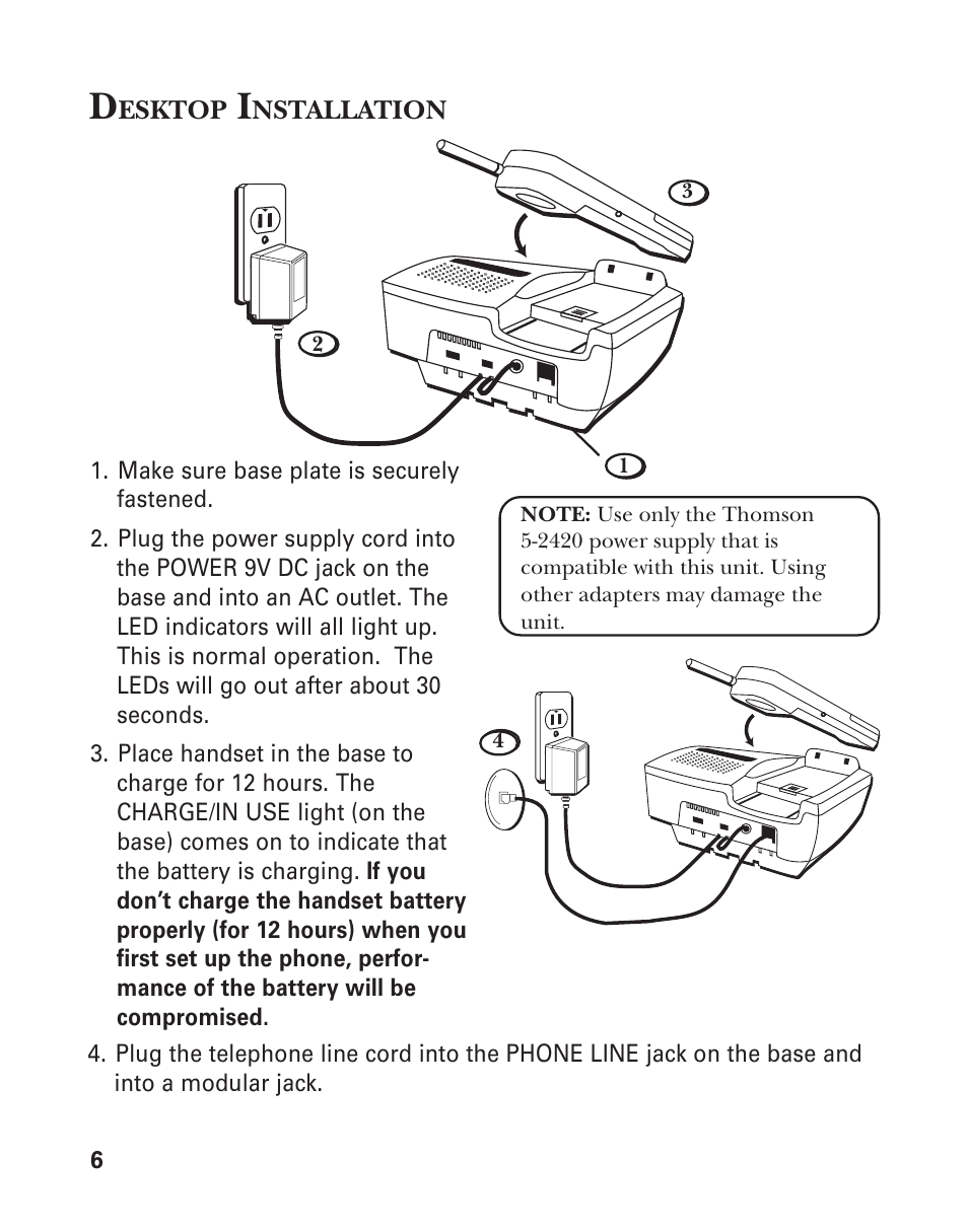 Desktop installation | GE 2-9950 User Manual | Page 6 / 38