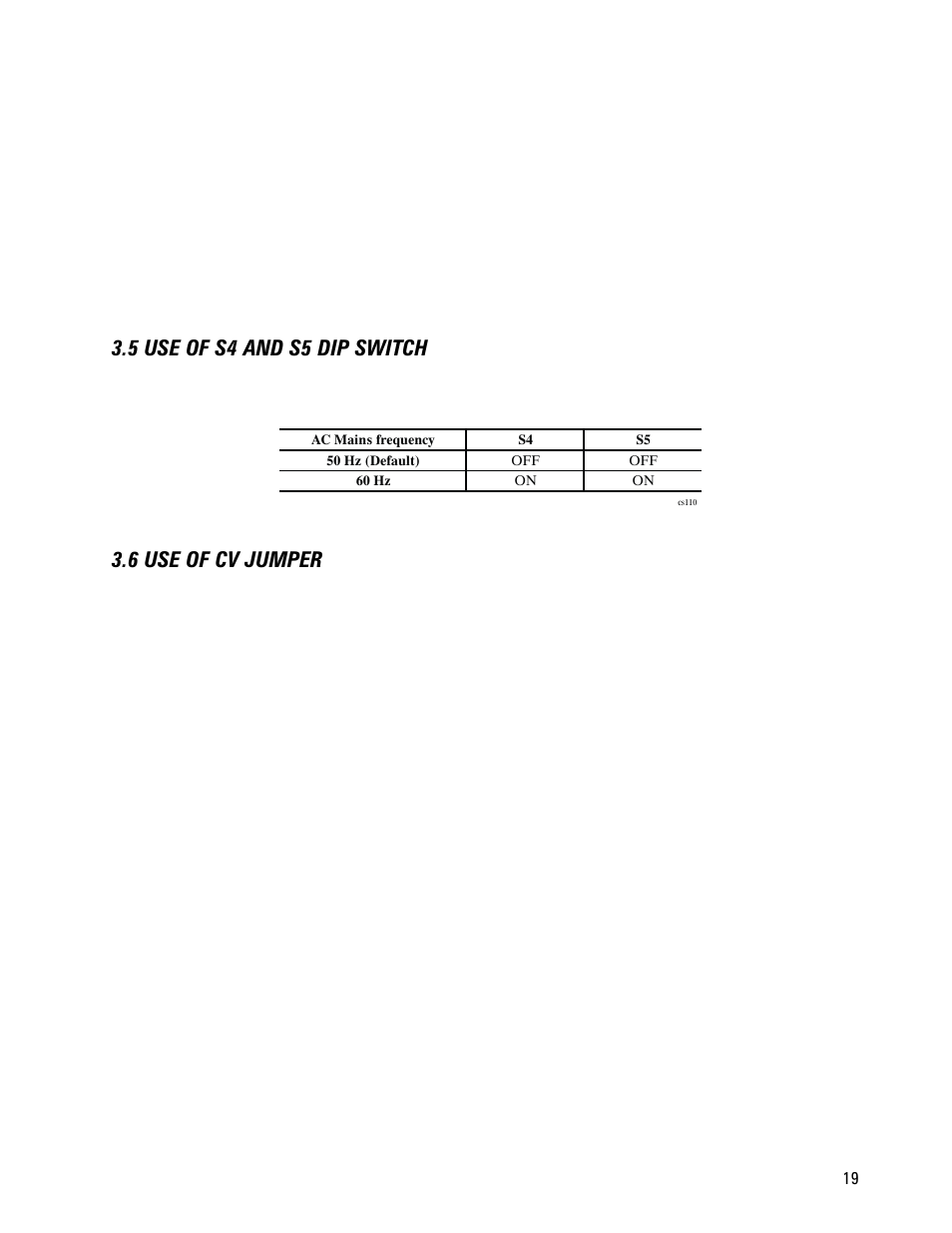 5 use of s4 and s5 dip switch, 6 use of cv jumper, 5 use of s4 and s5 dip switch 3.6 use of cv jumper | GE CS300 User Manual | Page 19 / 28