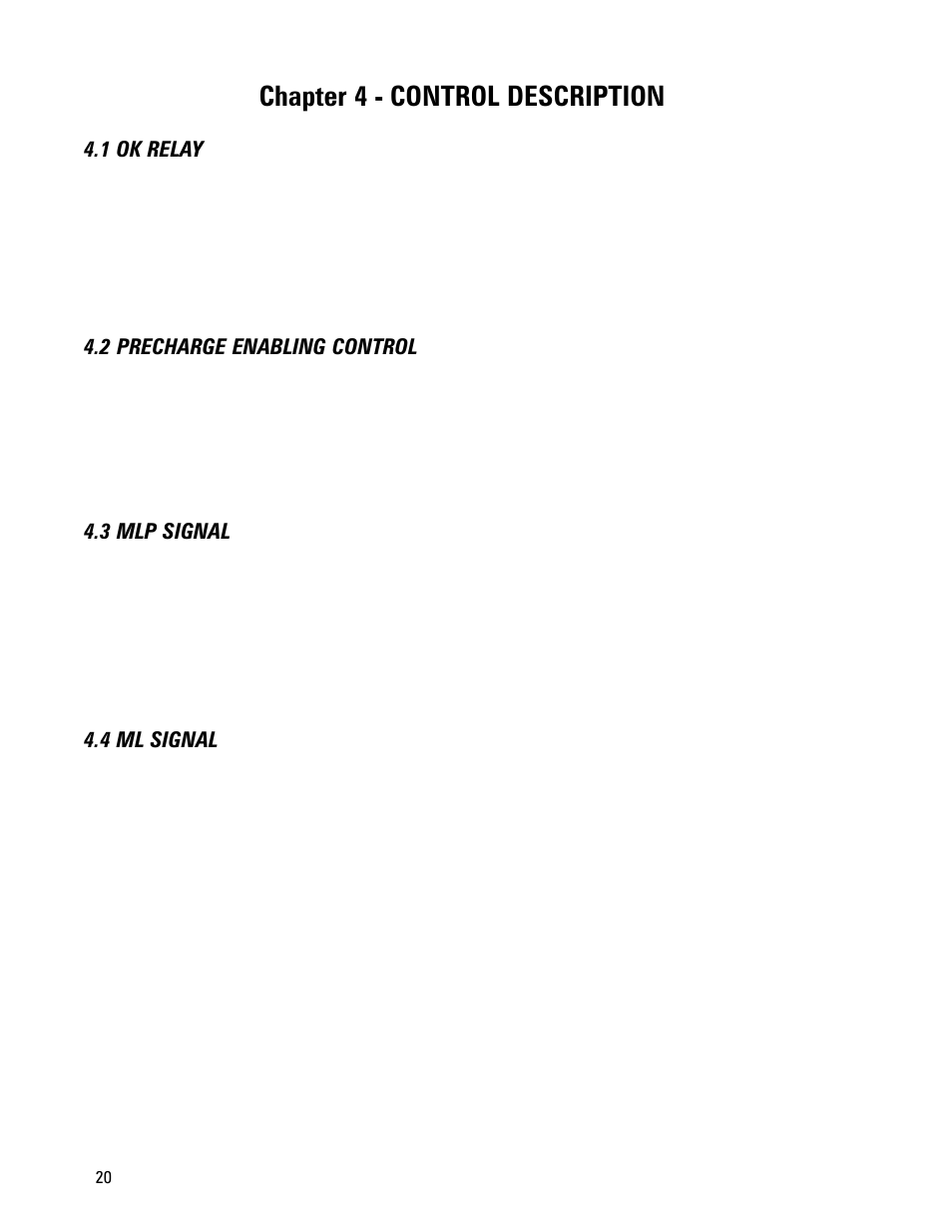 Chapter 4 - control description, 1 ok relay, 2 precharge enabling control | 3 mlp signal, 4 ml signal | GE CS300 User Manual | Page 20 / 28