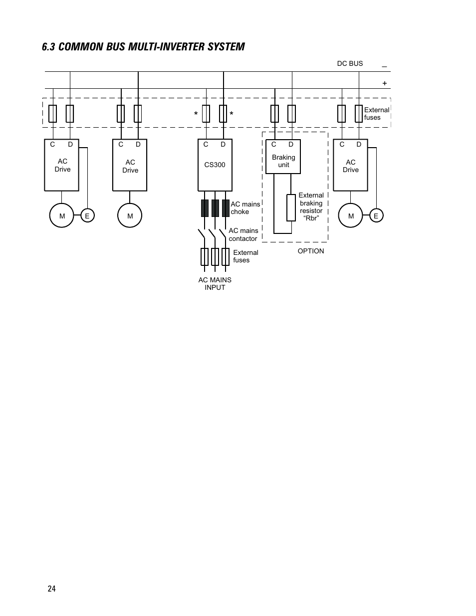 3 common bus multi-inverter system | GE CS300 User Manual | Page 24 / 28