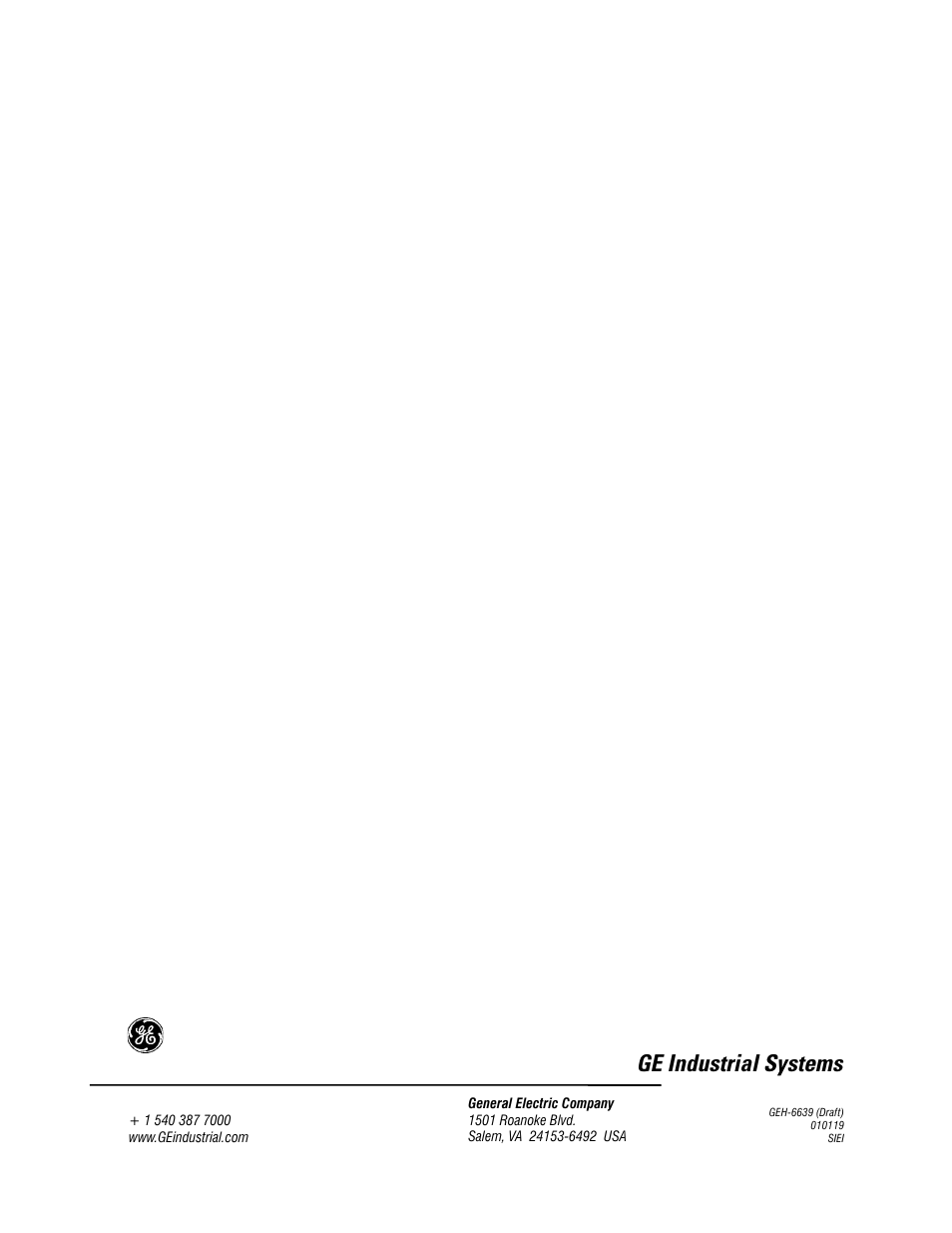 Ge industrial systems | GE CS300 User Manual | Page 28 / 28