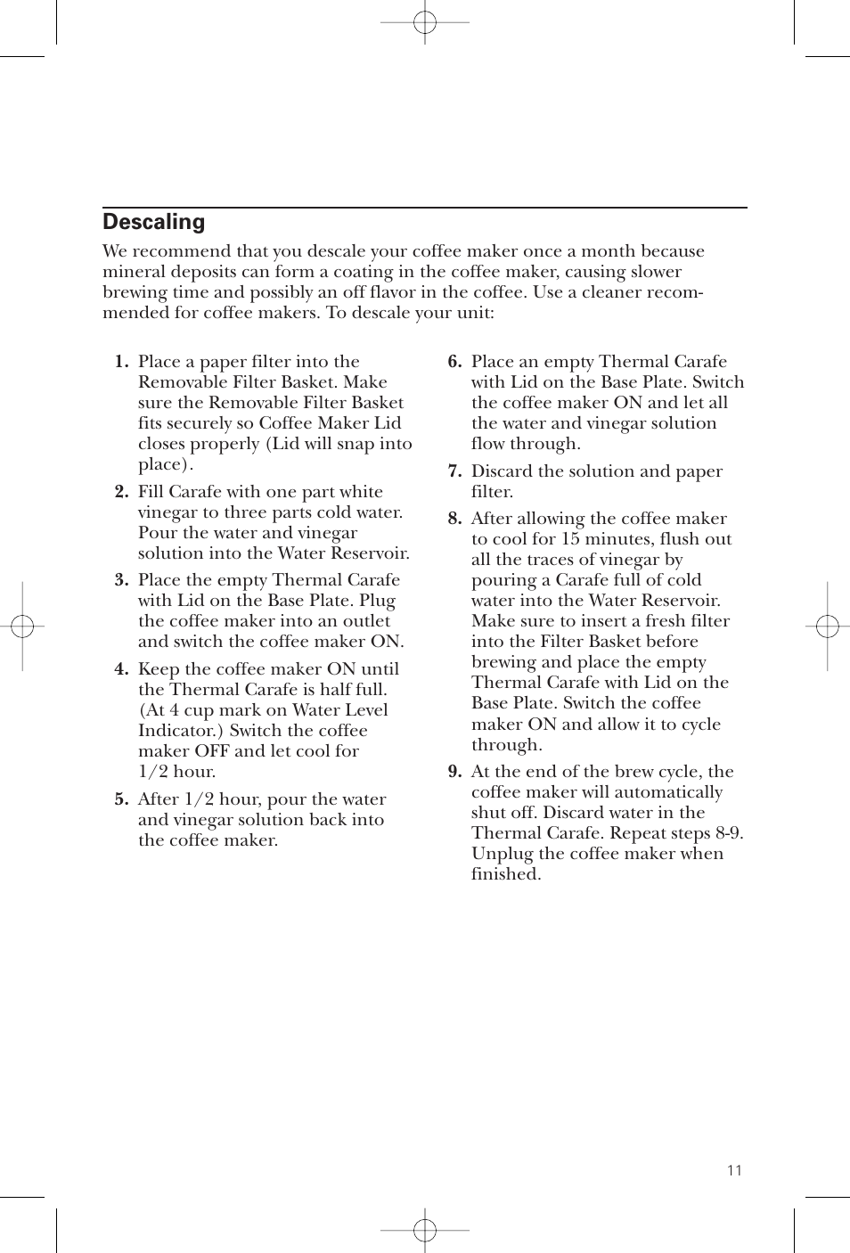 Descaling | GE 1549887 User Manual | Page 11 / 26