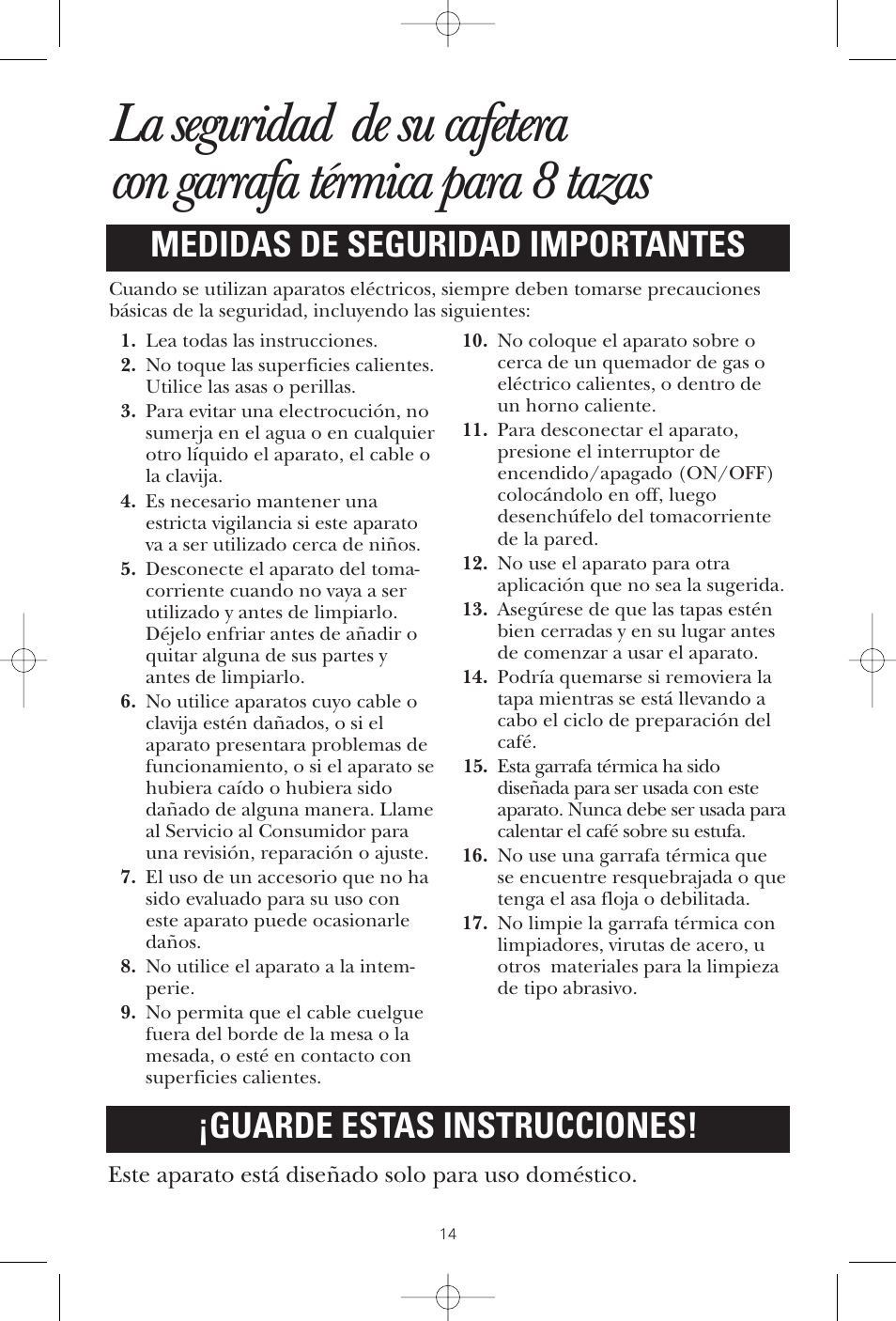 Medidas de seguridad importantes, Guarde estas instrucciones | GE 1549887 User Manual | Page 14 / 26