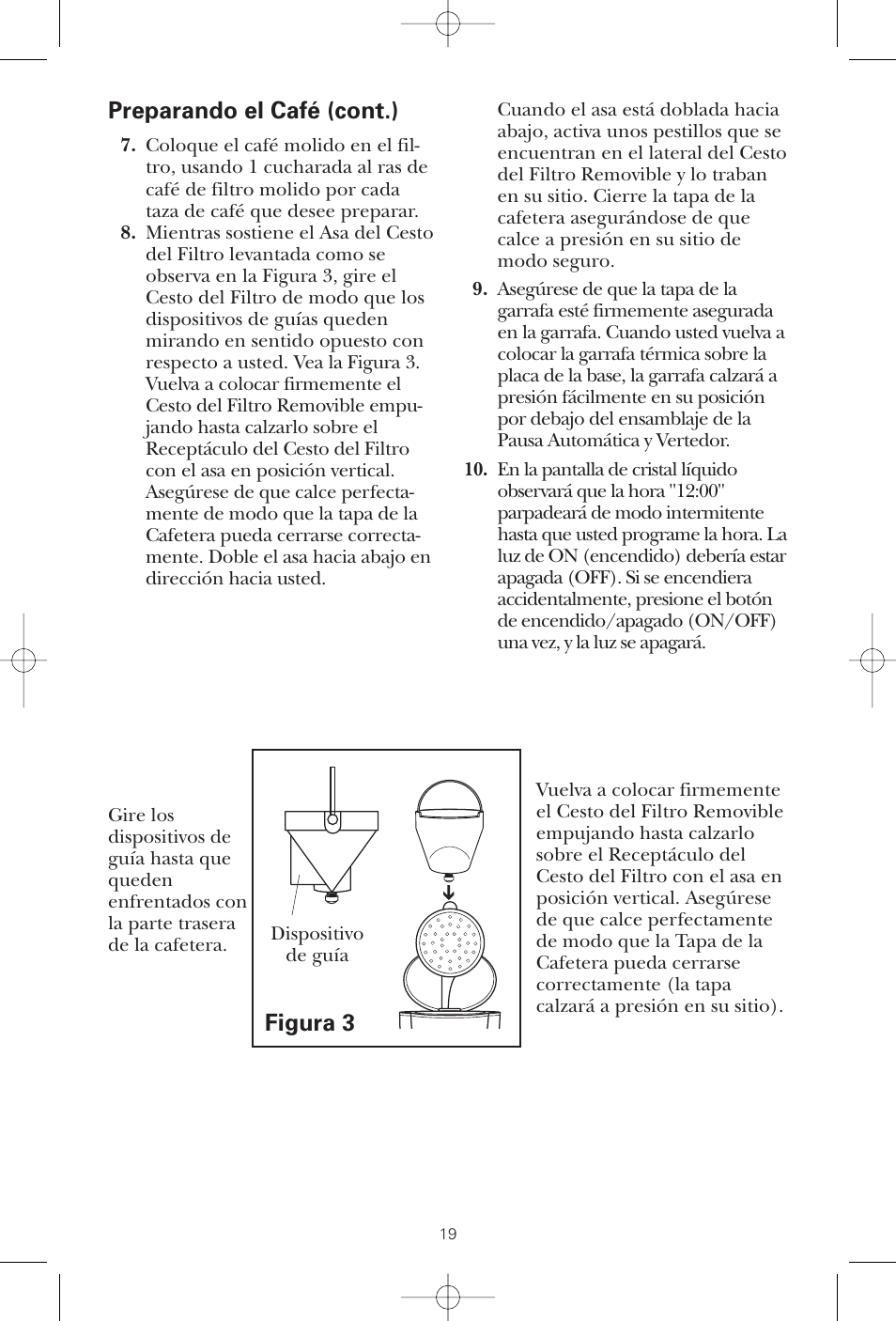 Preparando el café (cont.), Figura 3 | GE 1549887 User Manual | Page 19 / 26