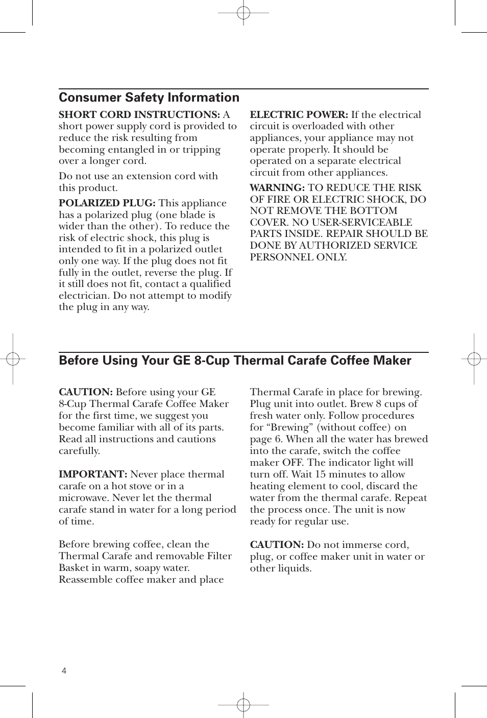 Consumer safety information | GE 1549887 User Manual | Page 4 / 26