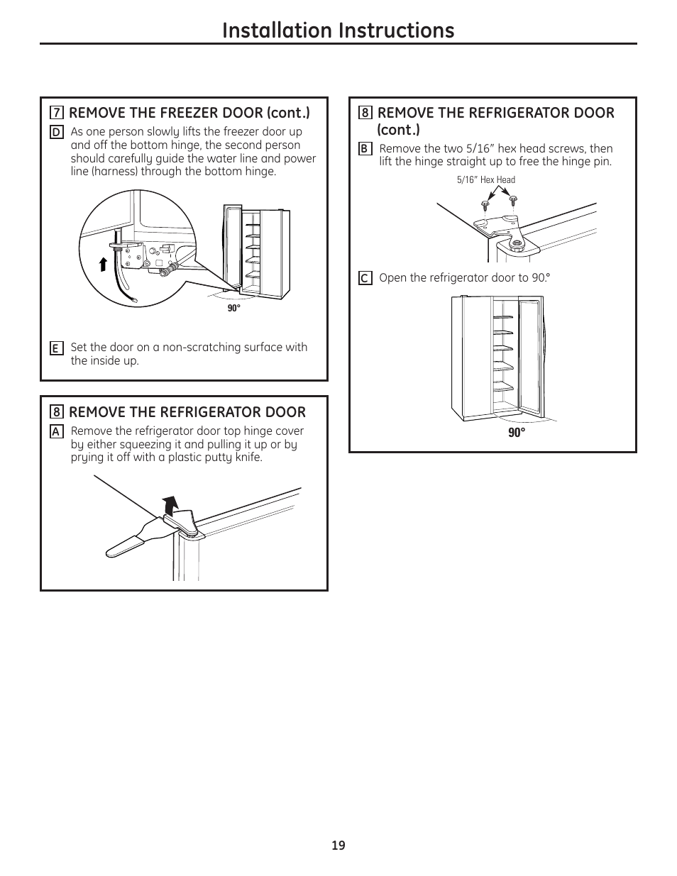 Installation instructions | GE 200D8074P037 User Manual | Page 19 / 112