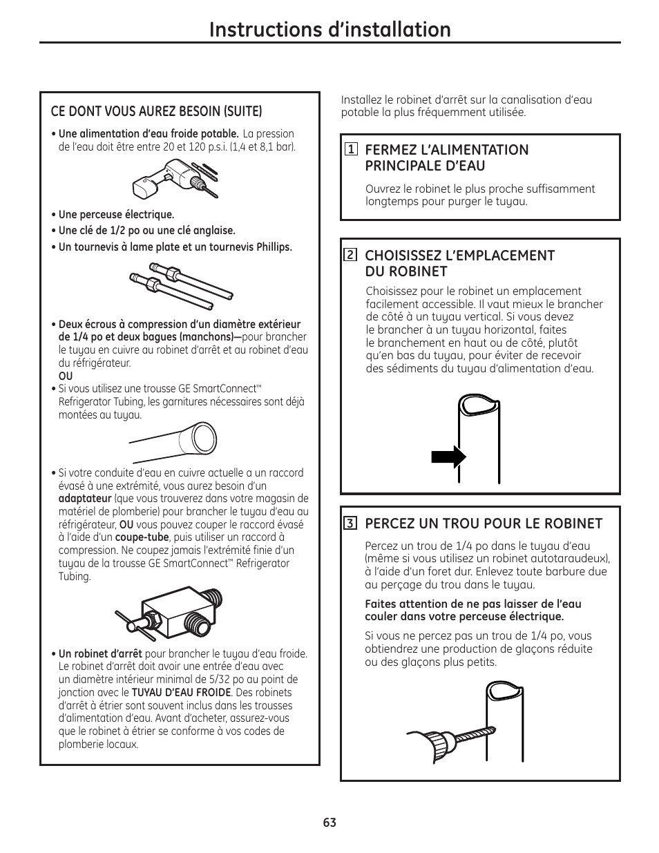 Instructions d’installation | GE 200D8074P037 User Manual | Page 63 / 112