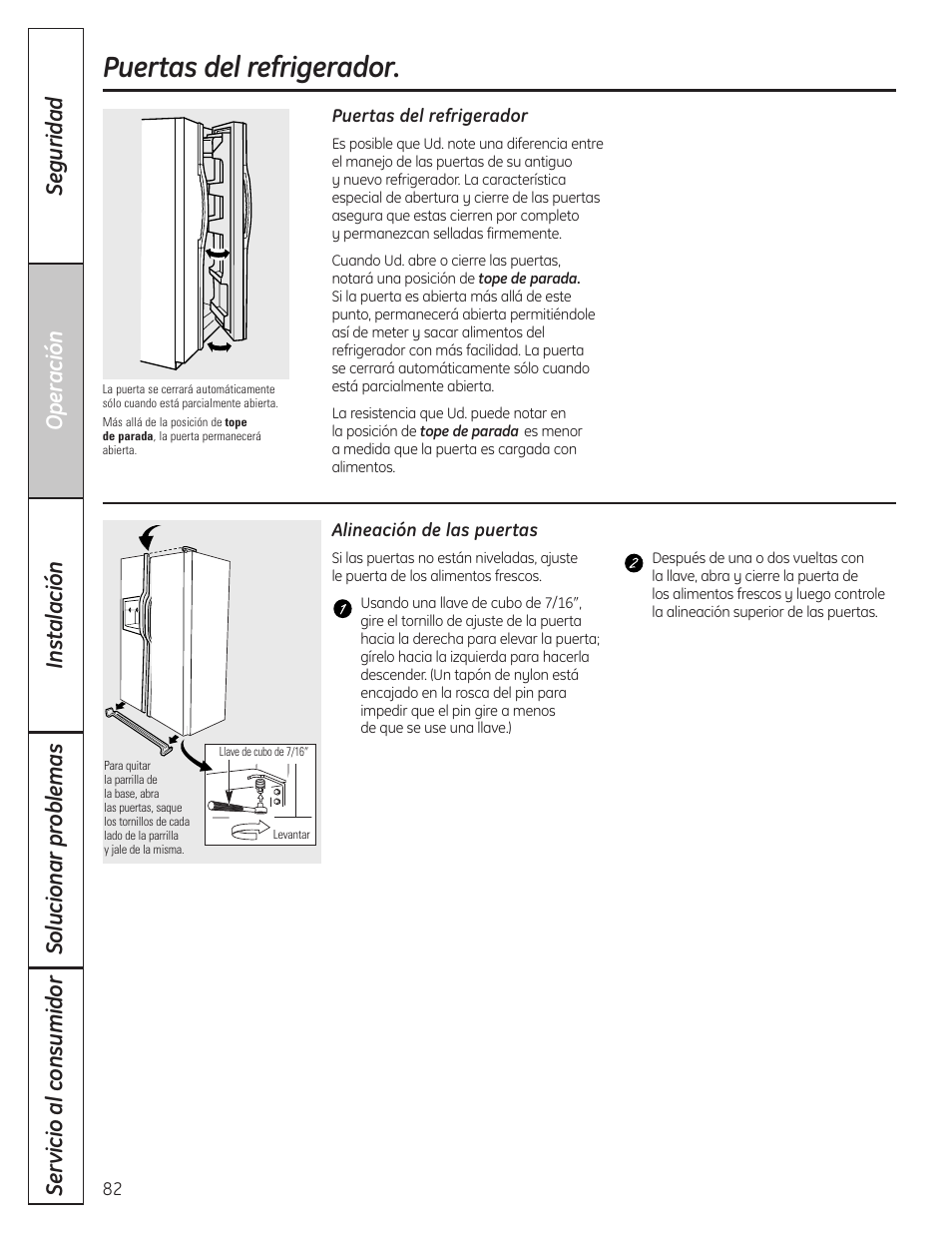 Puertas del refrigerador | GE 200D8074P037 User Manual | Page 82 / 112