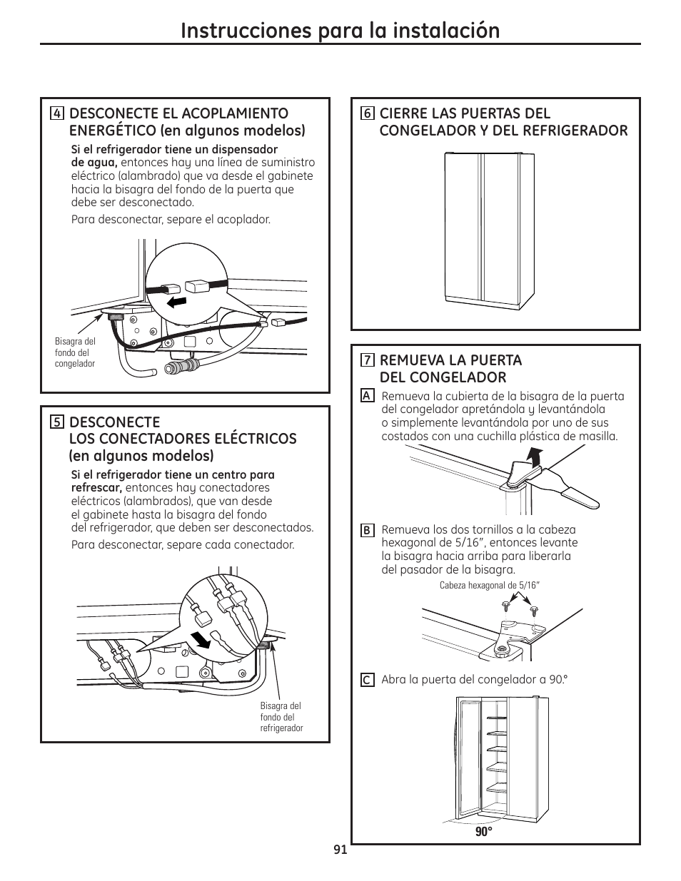 Instrucciones para la instalación | GE 200D8074P037 User Manual | Page 91 / 112