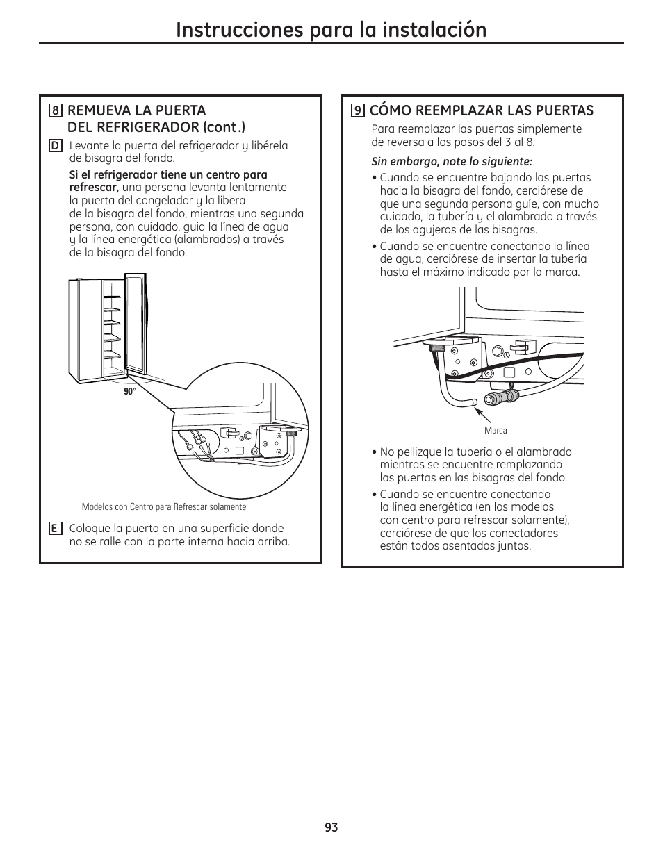Instrucciones para la instalación | GE 200D8074P037 User Manual | Page 93 / 112