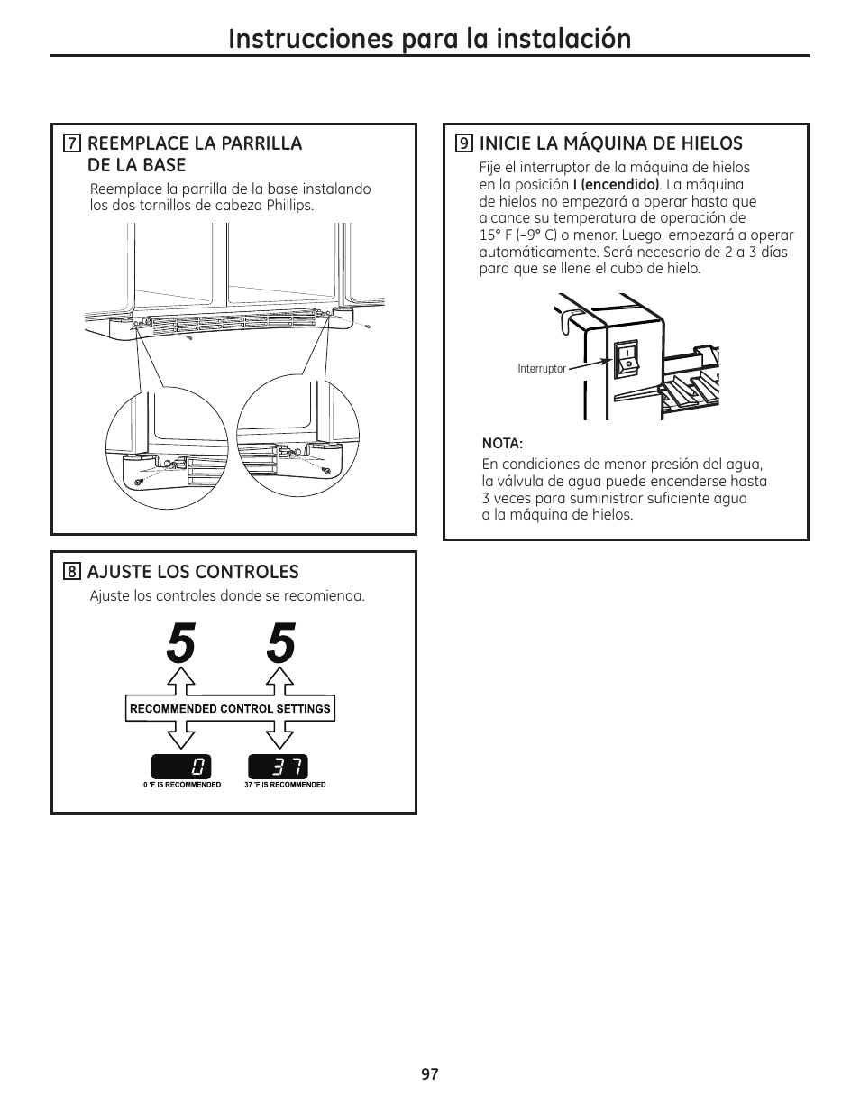 Instrucciones para la instalación | GE 200D8074P037 User Manual | Page 97 / 112