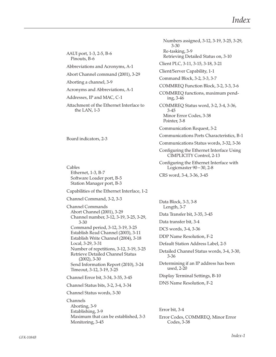 Index | GE 90-30 PLC User Manual | Page 144 / 147
