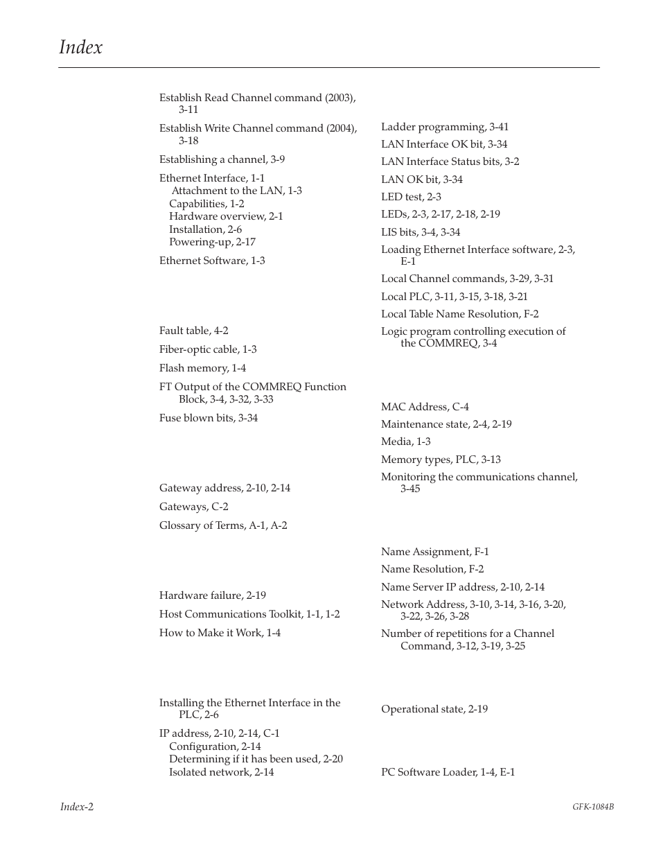 Index | GE 90-30 PLC User Manual | Page 145 / 147