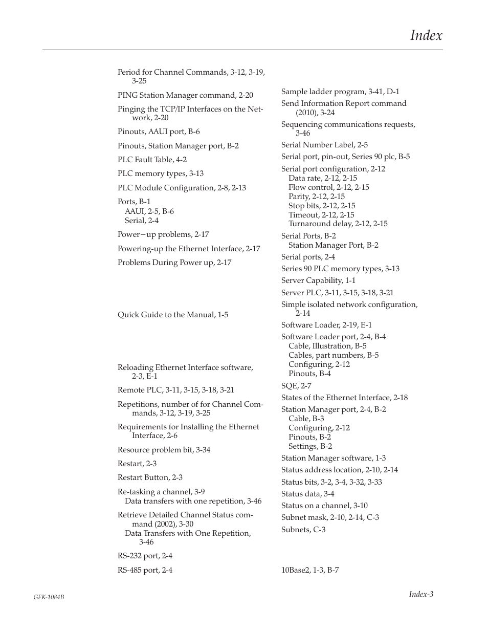 Index | GE 90-30 PLC User Manual | Page 146 / 147