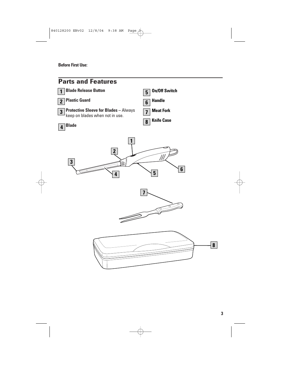 Know your electric knife | GE 840128200 User Manual | Page 3 / 5