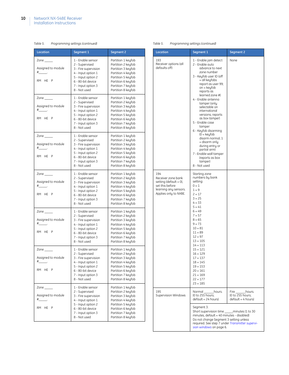 GE NETWORX NX-548E User Manual | Page 10 / 12