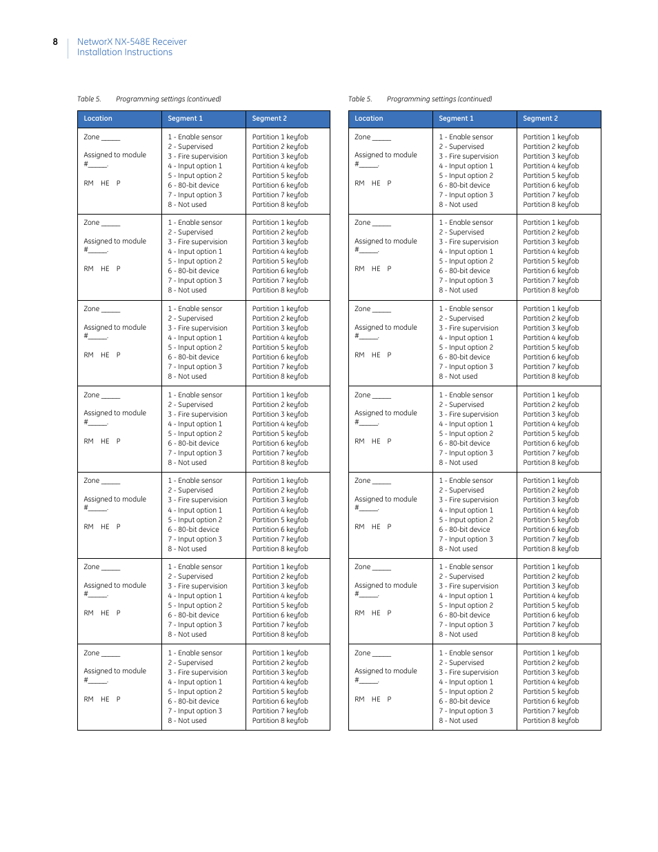 GE NETWORX NX-548E User Manual | Page 8 / 12