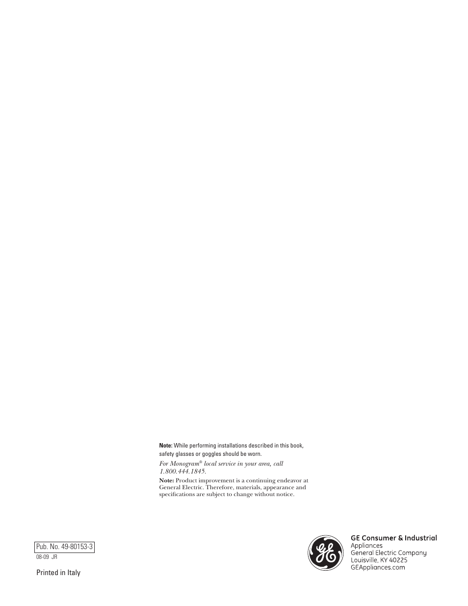 GE MONOGRAM ZV1050 User Manual | Page 16 / 16