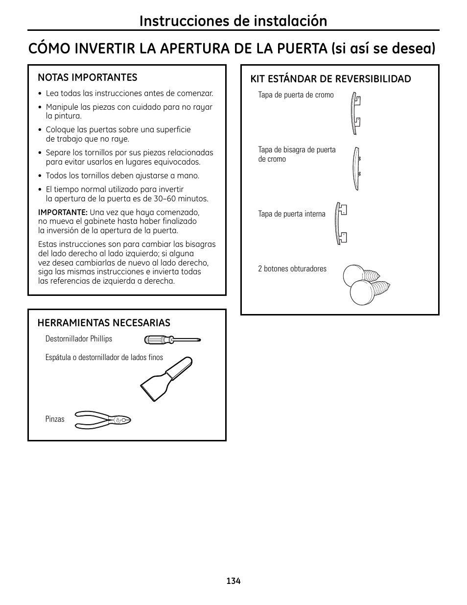 Instrucciones de instalación | GE UPVH880 User Manual | Page 134 / 152