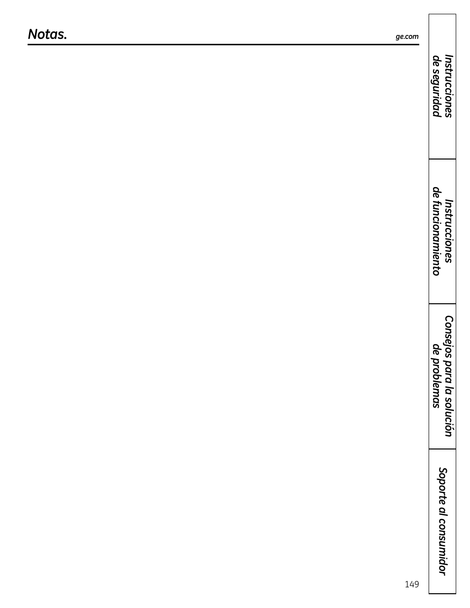 Notas | GE UPVH880 User Manual | Page 149 / 152