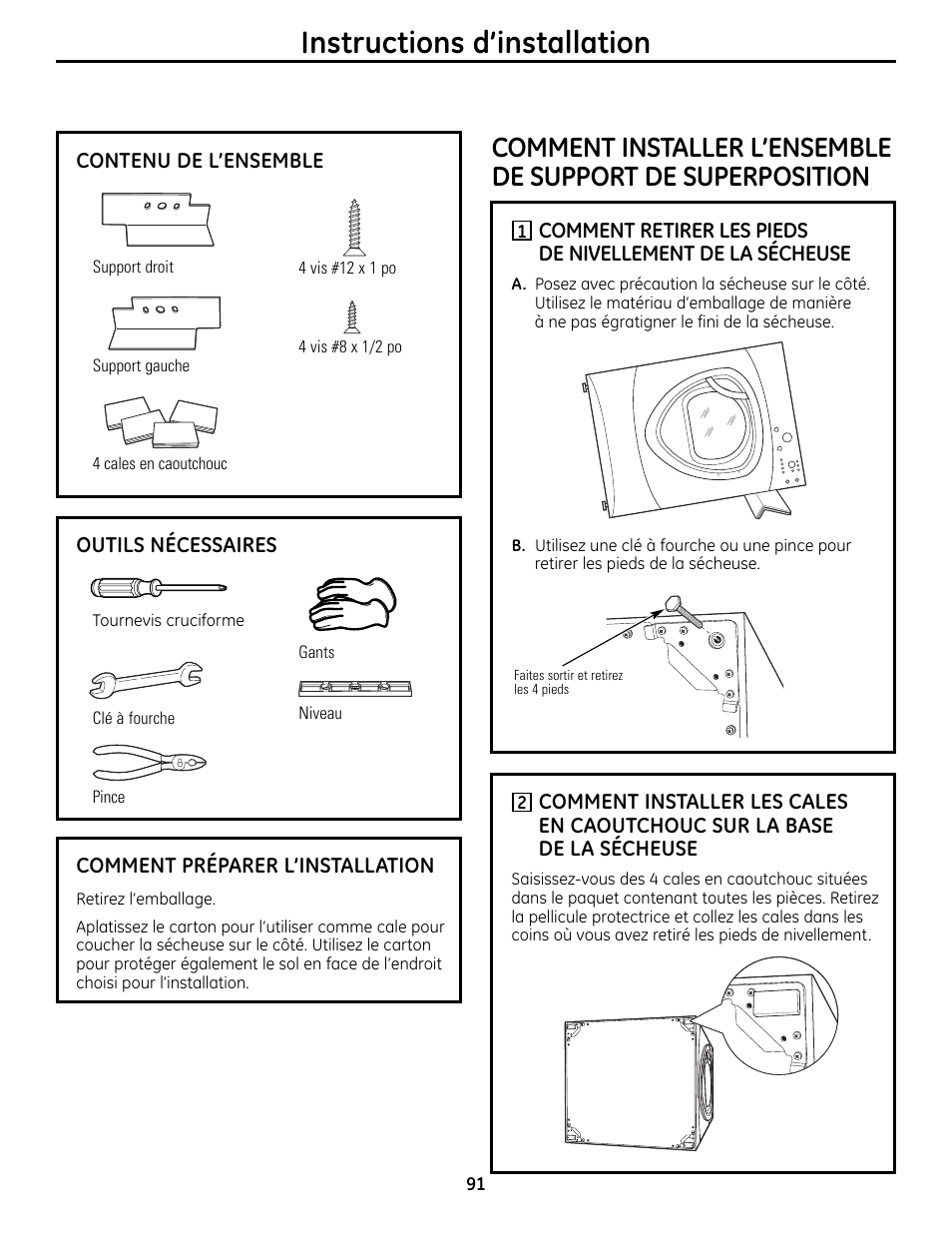 Instructions d’installation | GE UPVH880 User Manual | Page 91 / 152