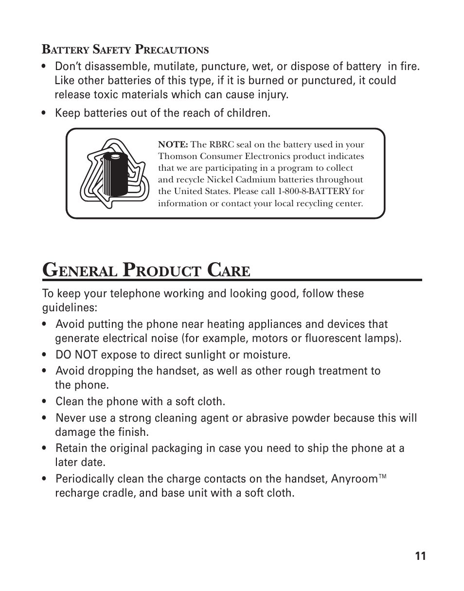 Eneral, Roduct | GE 2-9751 User Manual | Page 13 / 20