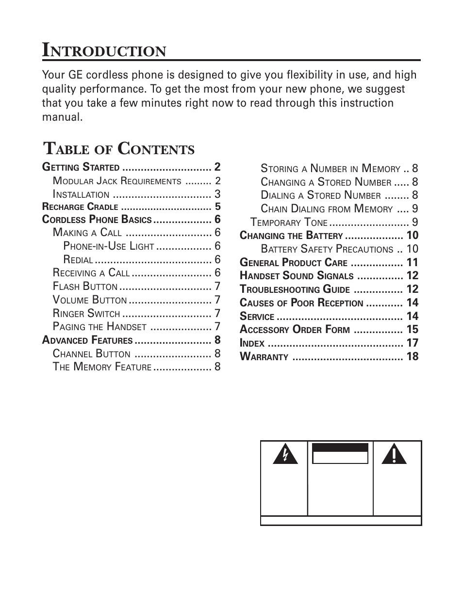 Ntroduction, Able, Ontents | GE 2-9751 User Manual | Page 3 / 20