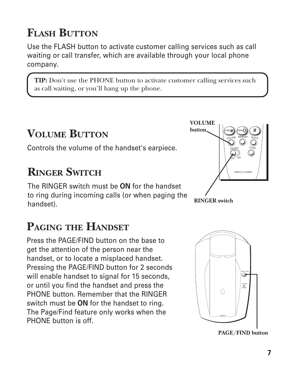 Lash, Utton, Olume | Inger, Witch, Aging, Andset | GE 2-9751 User Manual | Page 9 / 20
