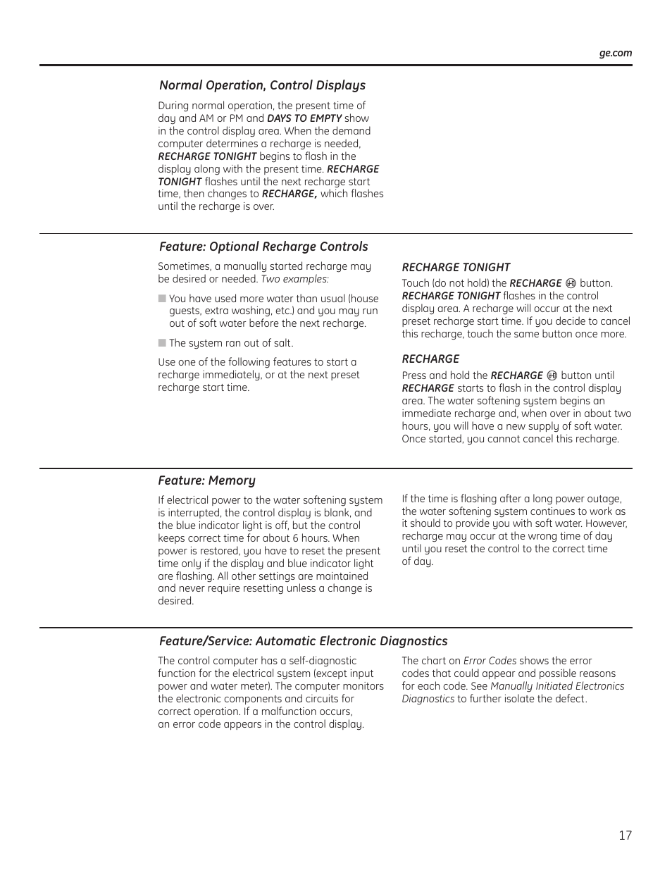 Features | GE GNSH45E User Manual | Page 17 / 64