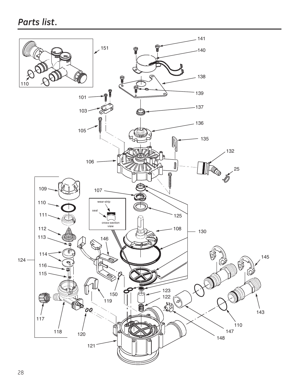 Parts list | GE GNSH45E User Manual | Page 28 / 64