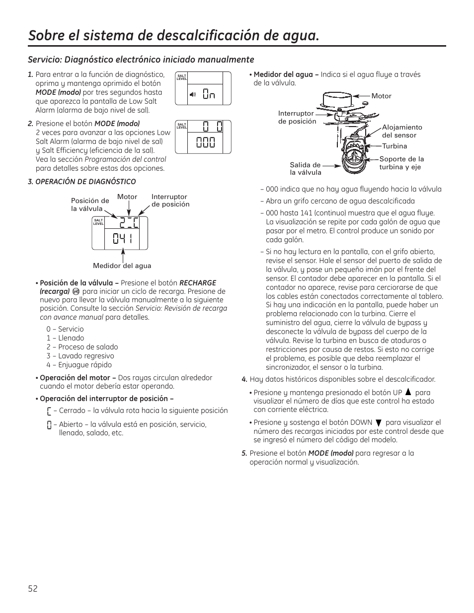 Sobre el sistema de descalcificación de agua | GE GNSH45E User Manual | Page 52 / 64