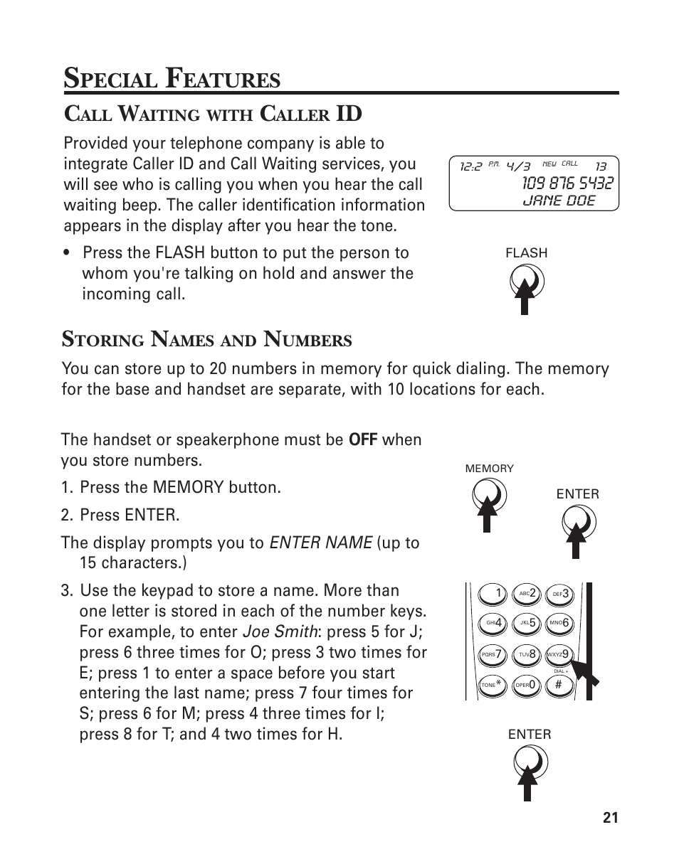Special features, Pecial, Eatures | GE 15362520 User Manual | Page 21 / 38