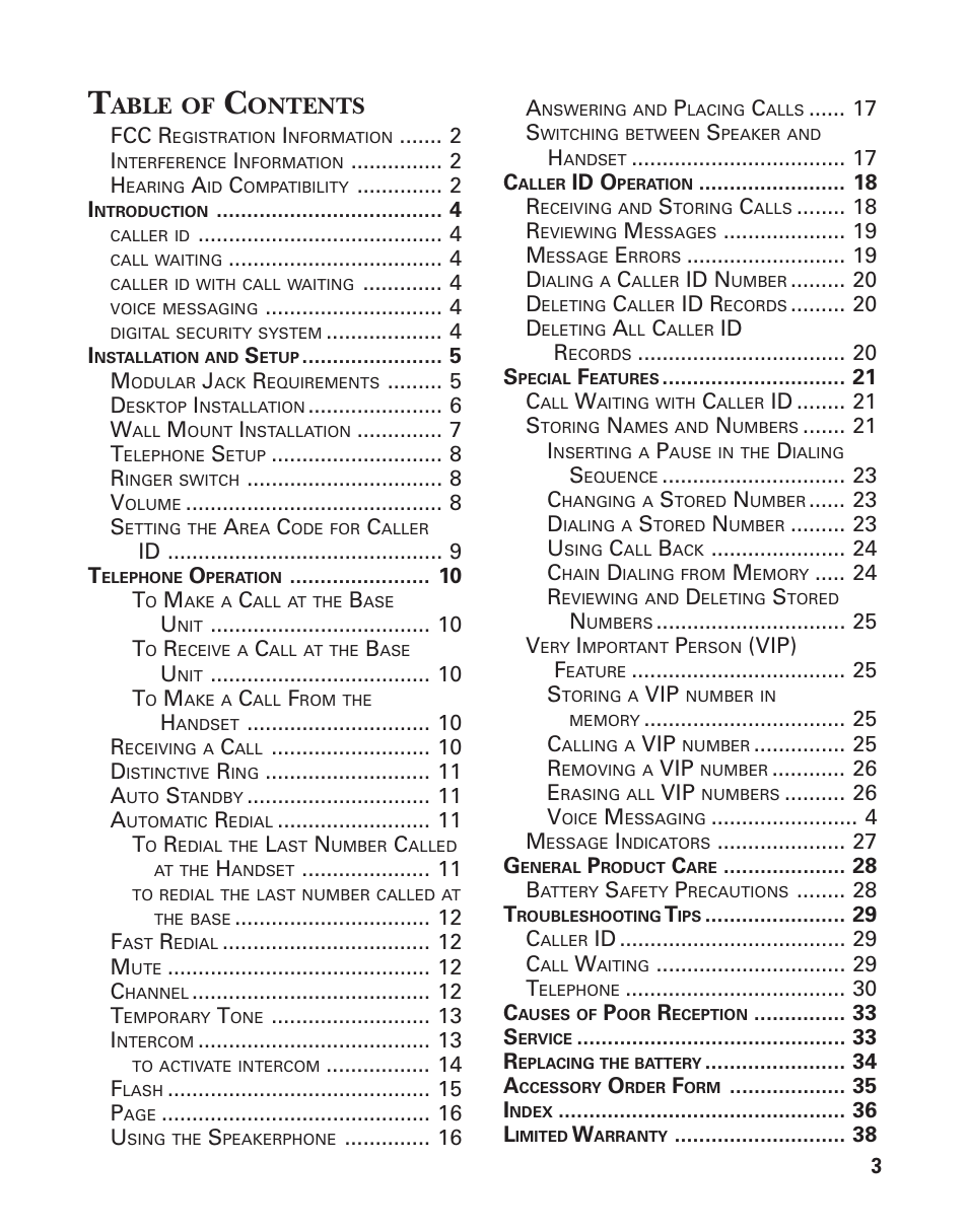 Able, Ontents | GE 15362520 User Manual | Page 3 / 38