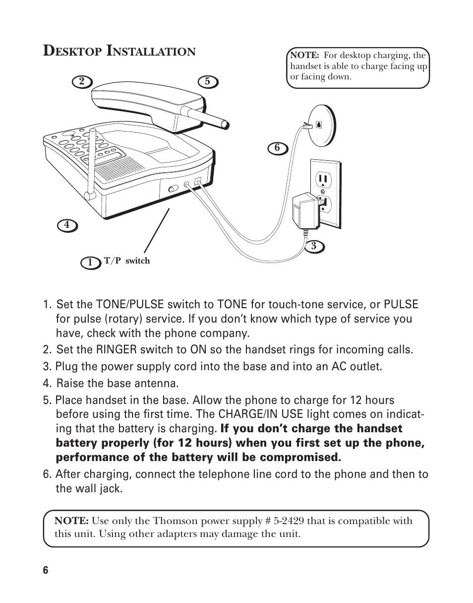 Desktop installation | GE 15362520 User Manual | Page 6 / 38