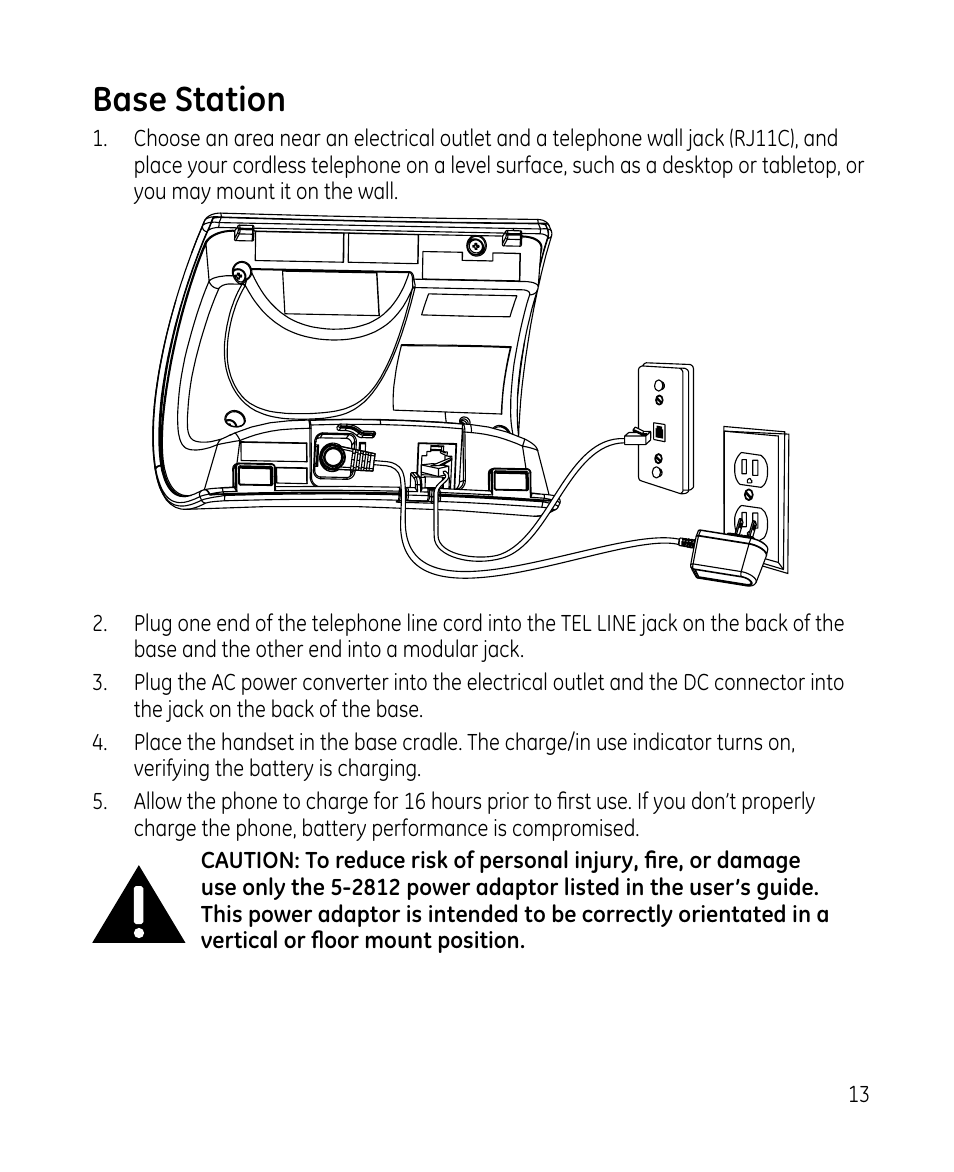 Base station | GE 28213 Series User Manual | Page 13 / 48