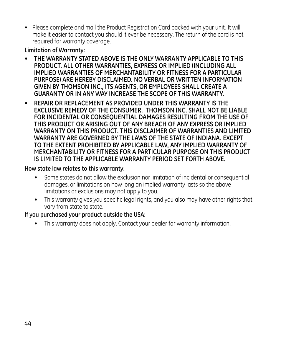 GE 28213 Series User Manual | Page 44 / 48